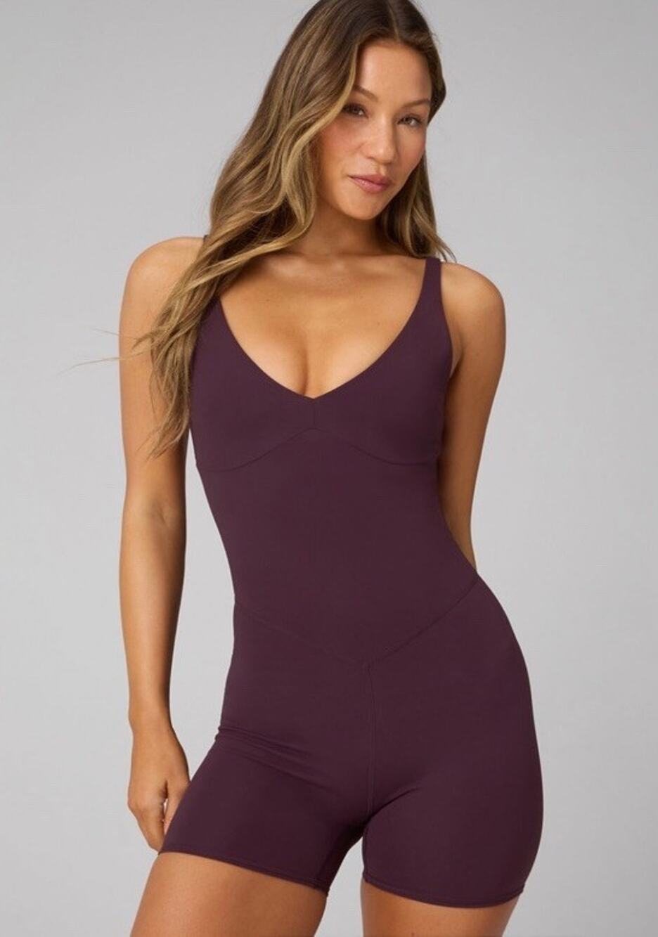 Fabletics Women’s PureLuxe TLC Short Jumpsuit 4" Size Small Oxblood